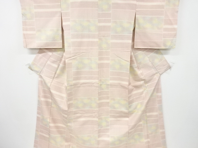 リサイクル　横段模様織出し十日町紬着物